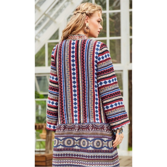 🎉HP🎉 Bohoartist Embroidered Fringe Sequin Coat - Picture 7 of 8